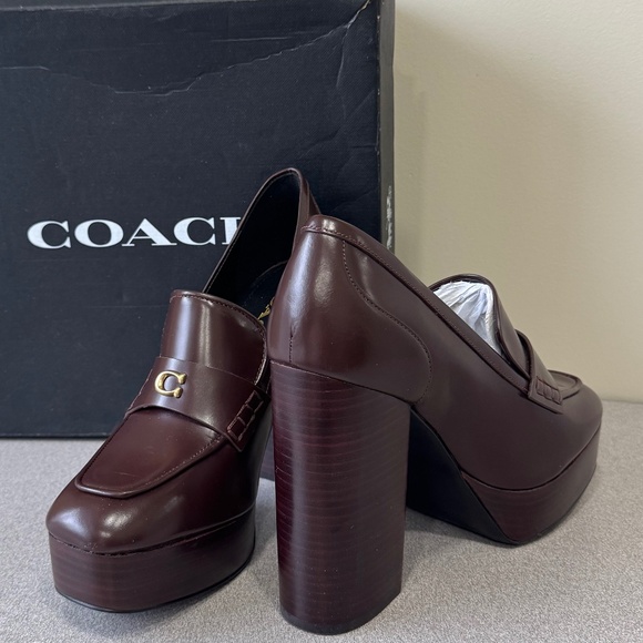 Coach Ilyse Leather Platform Loafer Heel - Picture 3 of 6